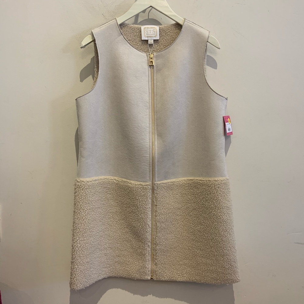 Long suede Sherpa vest